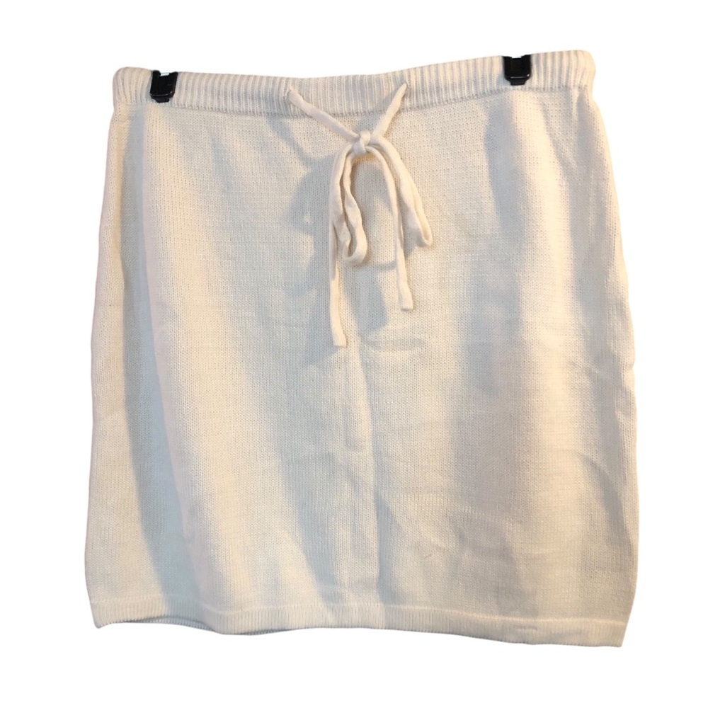 Cream Knit Drawstring Skirt